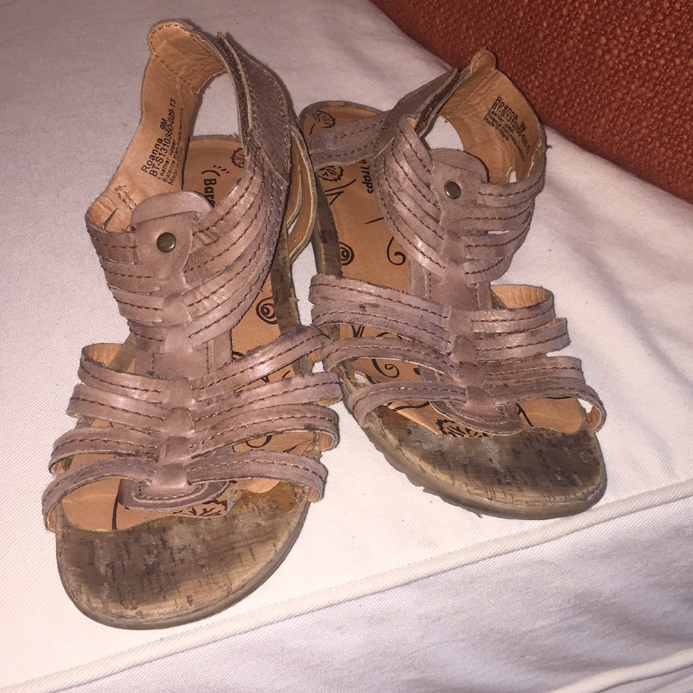 Brown bare trap sandals (worn)